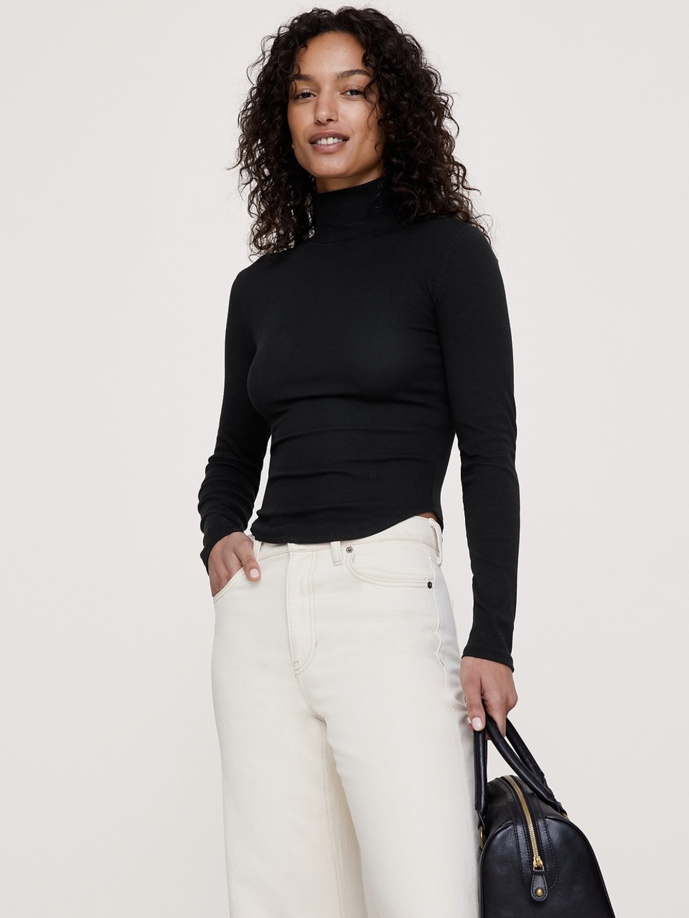 Banana Republic Classic Black Women's Turtleneck Long Sleeve Top